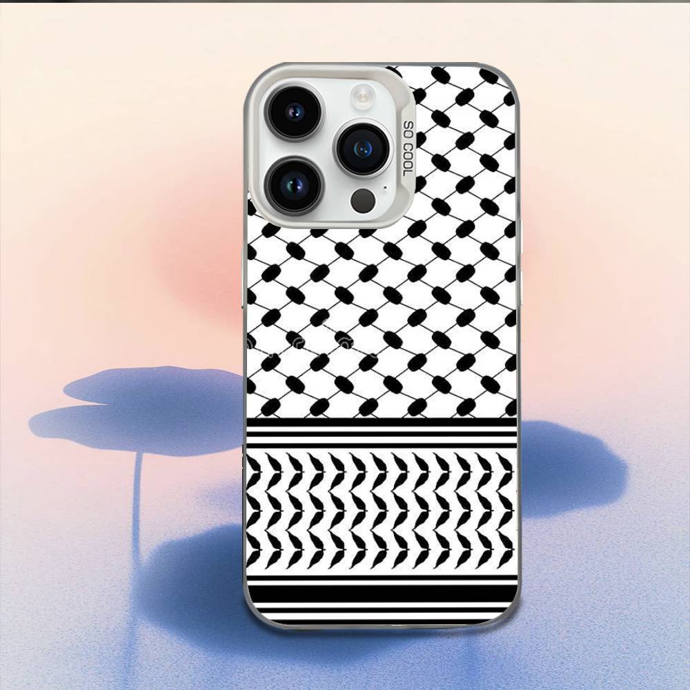 P-Palestine-S Hattah Keffiyeh Phone Case For iPhone 16,15,14,13,12,11,Mini,Pro,E,MAX White Candy Matte Shockproof Cover