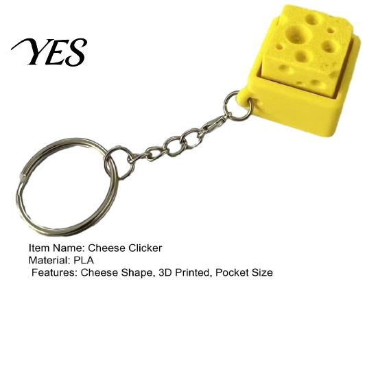 3D Print Clicker Printed Cheese Toy, Stress Relief Finger Decompression Toy Clicker, Pocket Size Push Button Fidget Keyboard Gadget