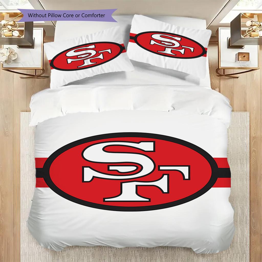 San Francisco 49ers Pattern Bedding Quilt Set Quilt Cover Pillowcase Home Decoration Birthday Gift (1 * duvet cover + 2 * pillowcase, without core)