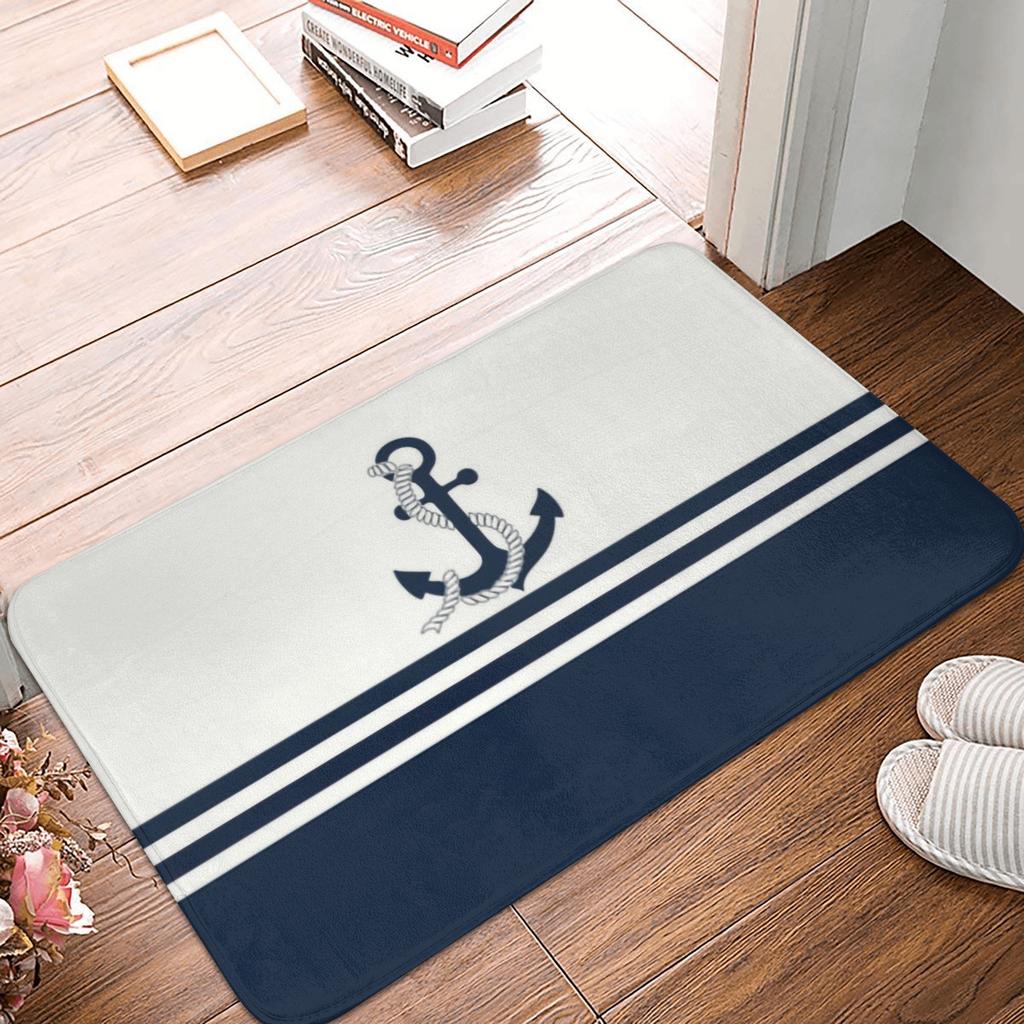 Nautical Anchor Front Door Mat Anti-Slip Indoor Absorbent Sailor Adventure Doormat Floor Bath Entrance Rug Carpet