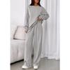 Women's Crew Neck Long Sleeve Loose Fit Sweatshirt and Elastic Waist Wide Leg Pants Two Piece Tracksuit