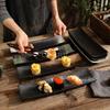 Rechteckiger Sashimi-Teller Kalte Speise Keramikscheibe Vintage Restaurant Spezieller langer Teller für japanisches Sushi Kochkreativer Teller