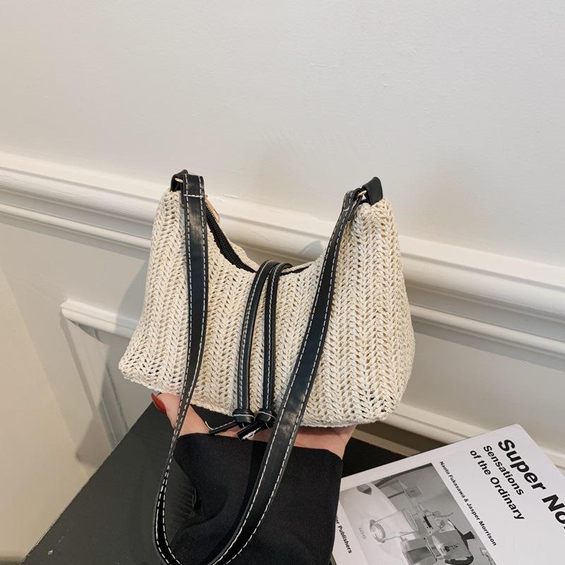 Simple Women Straw Shoulder Underarm Bags Travel Vacati Style Ladies Woven Crossbody Bag Lightweight Female Phe Handbags