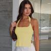 Shemoda Everyday Joker Hanging Collar Vest Women's Pure Color Silm Sexy Sexy Open Back Side Slit Short Top
