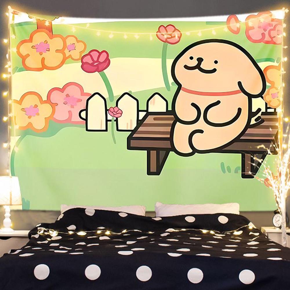 Line Friends Puppy Cartoon Anime Tapestry Fresh Style Decorative Room Dorm Photo Backdrop Wall Hanging Art Cloth
