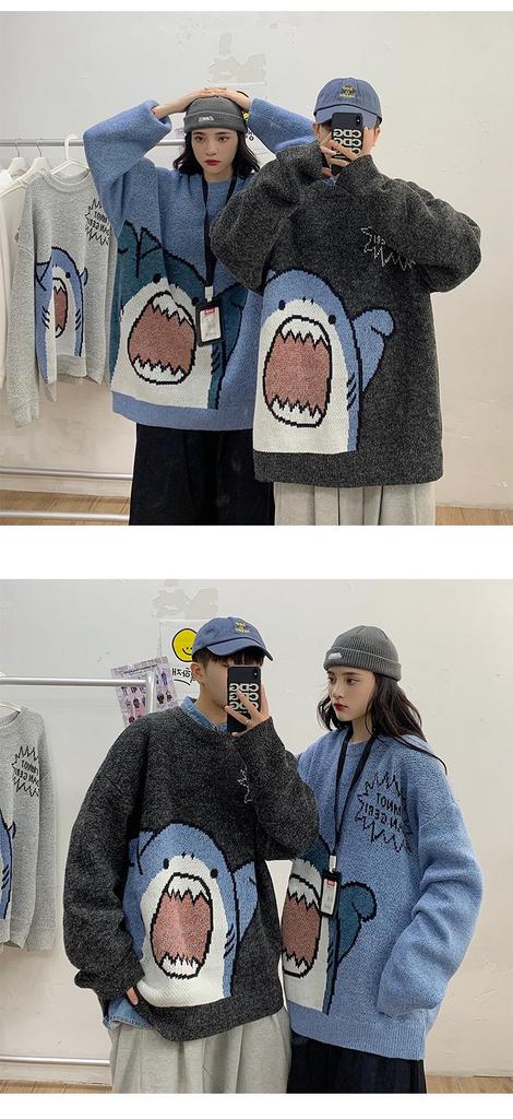 French Couple Niche Design Cute Cartoon Pullover Sweater - Women's Loose Autumn/Winter Outerwear