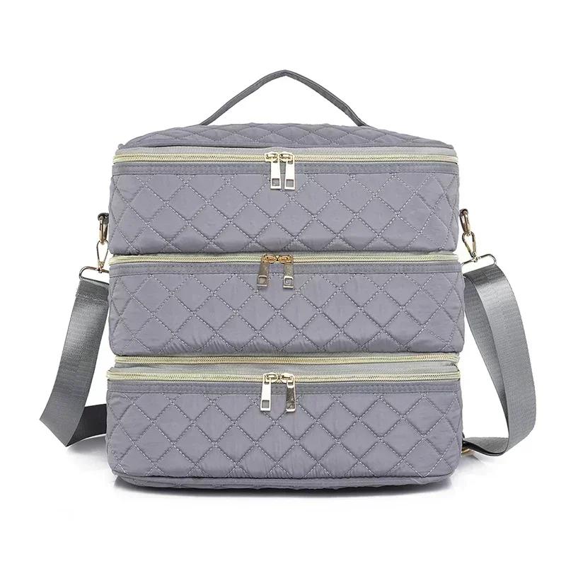 

Сумка для хранения лака для ногтей на 80 бутылок, переносная косметическая большая сумка через плечо, органайзер для путешествий, маникюрный салон, 3-слойная сумка для эфирных масел