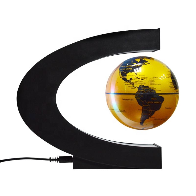 C Shape Magnetic Levitation Floating Globe With Light Rotating World Map Tellurion US EU AU UK Plug Home Office Decoration