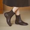 Fashion 2025 NEW Autumn Women Boots Sheepskin Leather Women Shoes Square Toe Chunky Heel Slip-on Ankle Boots Chelsea Ladies Boots