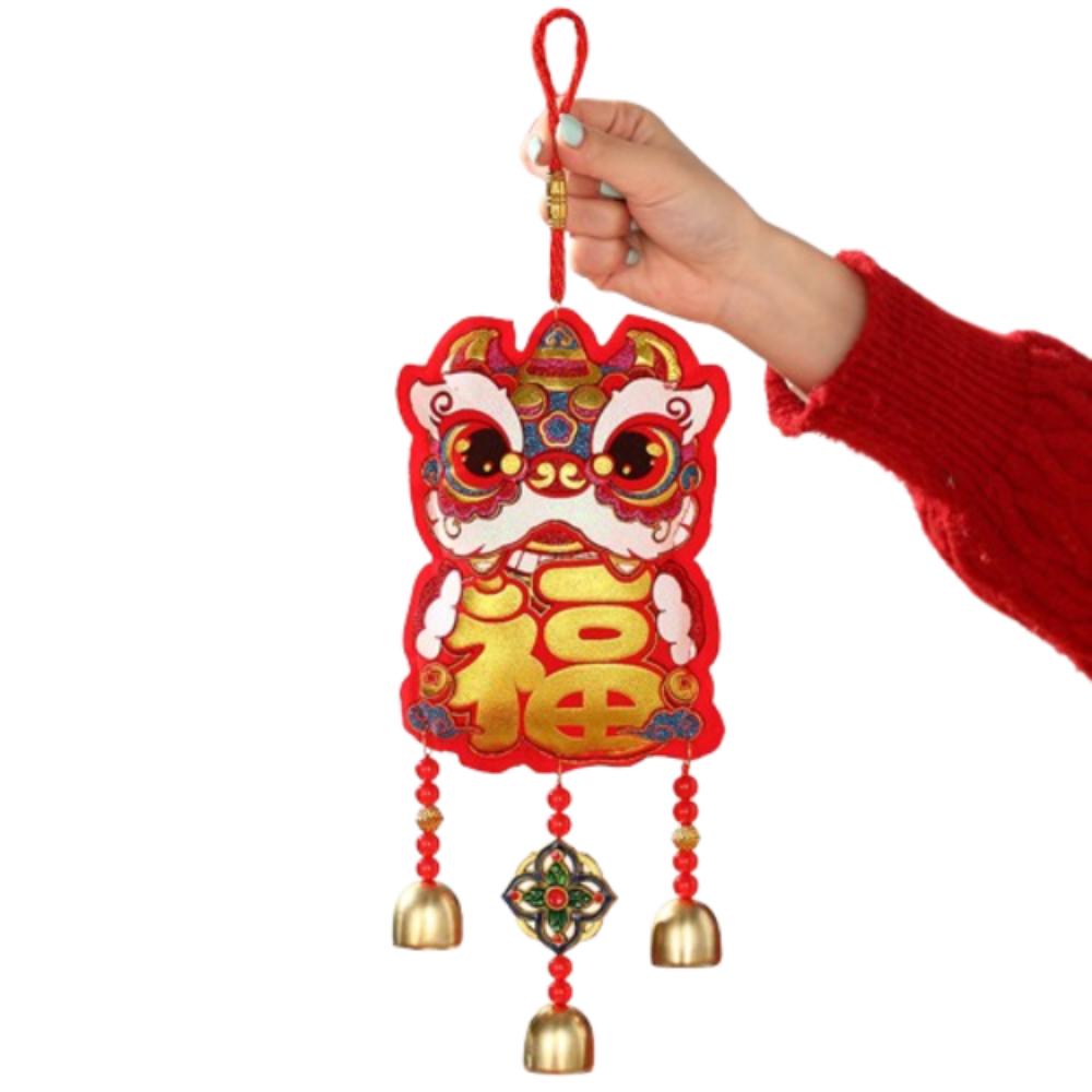 Rote chinesische Fu-Zeichen Windspiele Traditionelle Hänge-Schlangenjahr Glücksbringer-Anhänger mit Glocken Festlich