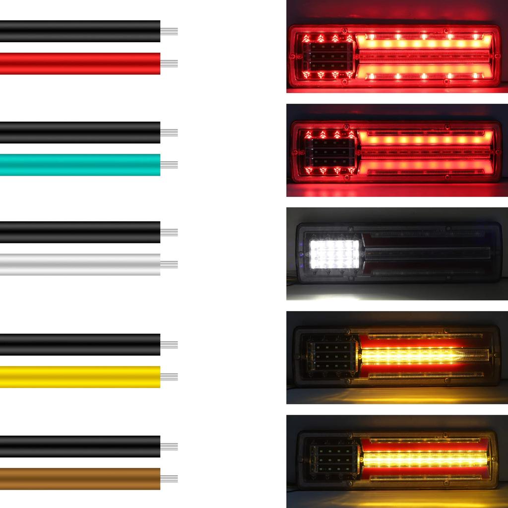 Biqing Trailer Brake 24V Rear Tail Truck Reverse Stopper Flowing Turn Signal Indicators for Car Tractor Trailer Camper Lights, Lights, 2-Piece