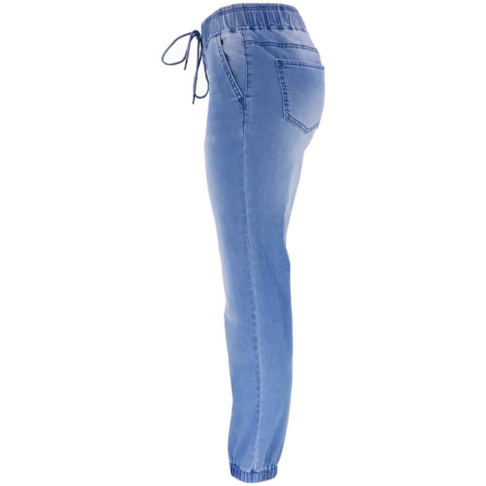 Women's High Rise Drawstring Waist Jogger Jeans Skinny Tapered Denim Pants Streetwear Casual Trousers