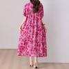 Elegant Women's Summer Dress Plus Size Casual Short Sleeve Vintage Loose Long Dress Summer Clothes