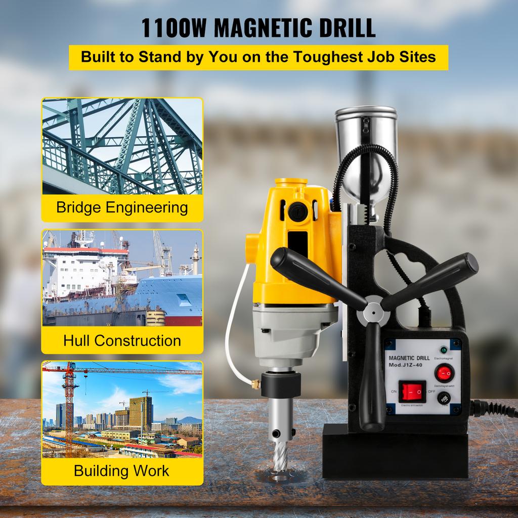 SucceBuy Magnetic Drill Press 980W 1100W 1200W Electric Bench Drilling Rig Machine Engineering Steel Structure MD40 MB23 BRM35