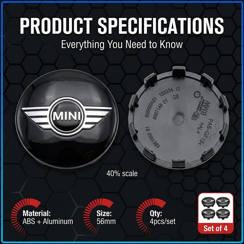 4 Stück 60mm Auto Radnabenkappe Felgenabdeckung Für MINI Cooper One S Clubman R50 R53 R56 R60 F55 F56 R57 R58 R59