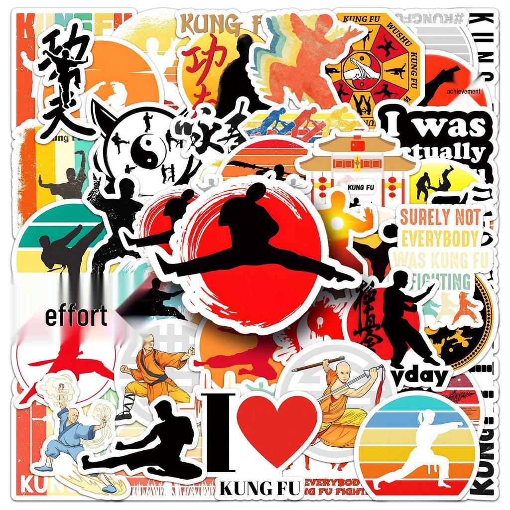 50 Kung Fu Stickers: Chinese Style Tai Chi Sports for Journals, DIY Decoration, Computers, and Stationery
