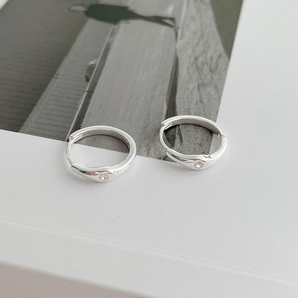 S999 Sterling Silver Zirconia Hoop Earrings for Women - Simple, Versatile, and Luxurious Ear Cuffs, High-End Niche Jewelry In Ins Style.