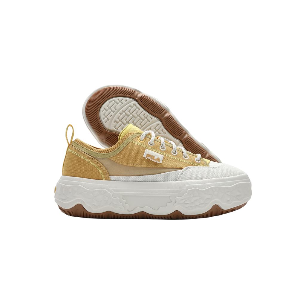 Fila Rock Thick Sole Versatile Durable Low Top Canvas Shoes Women sneaker Golden-Apricot-Yellow F12W421301FGJ