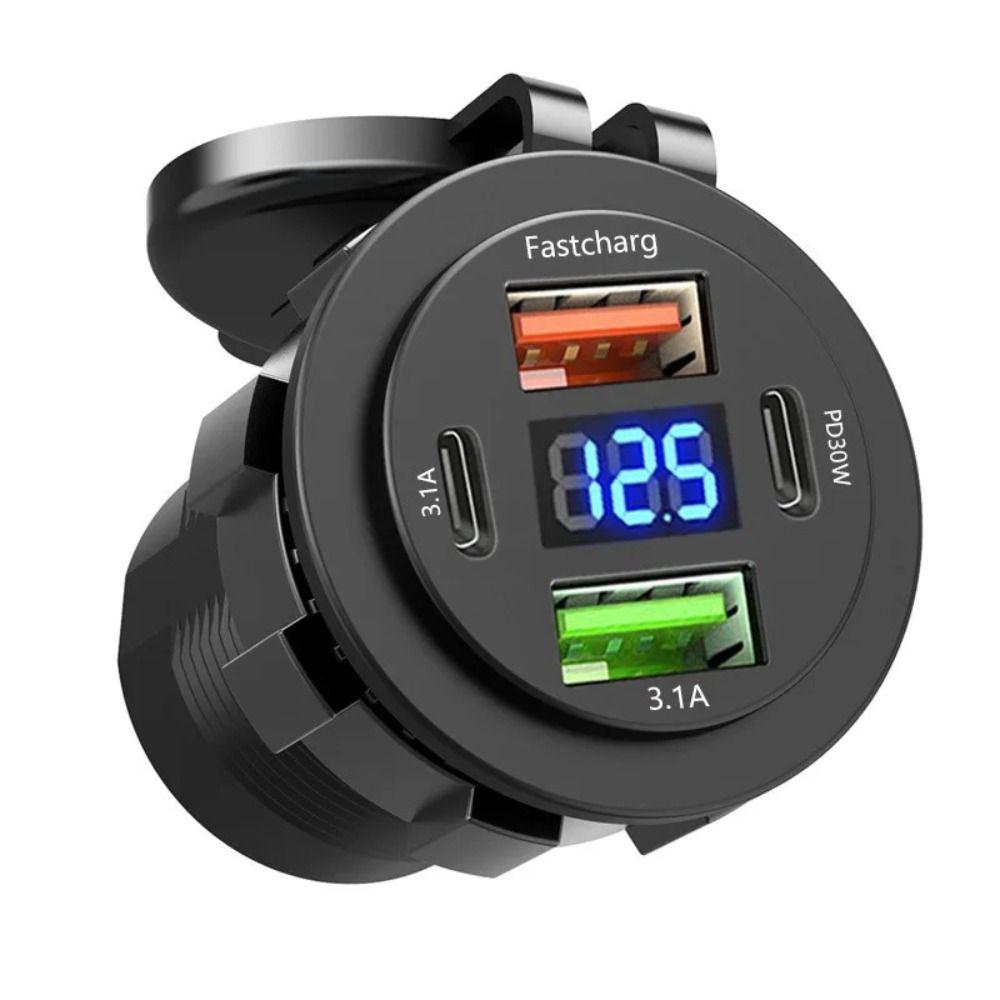 Digital Display Power Adapter Fast Charging Power Supply Portable Vehicle USB Charger Truck