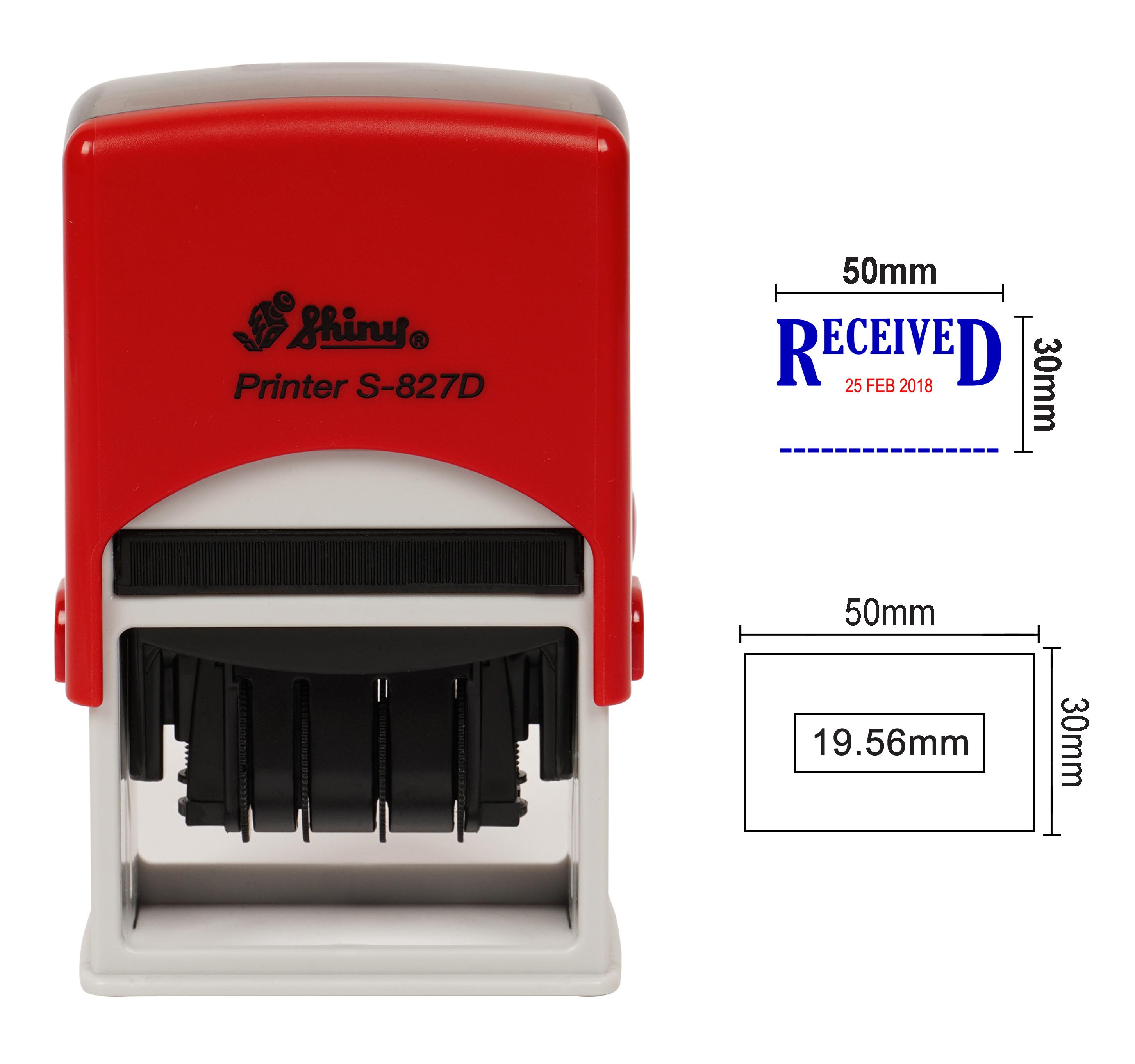 

Self Inking Shiny Date Stamper With Received Text Ofiice Stationery Rubber Stamp Blue With Red Date - 50 mm x 30 mm синій