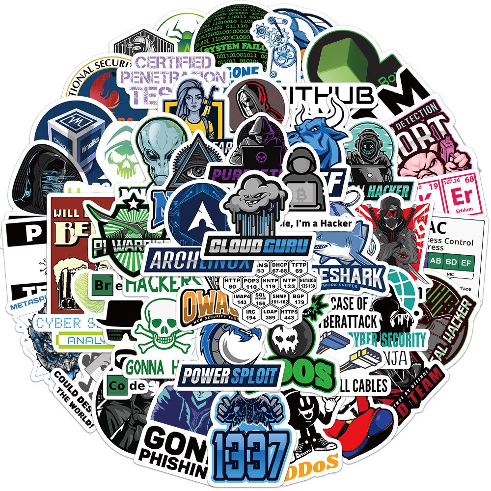50 Pcs Waterproof Hacker Coding Stickers for Luggage, Guitars, Notebooks