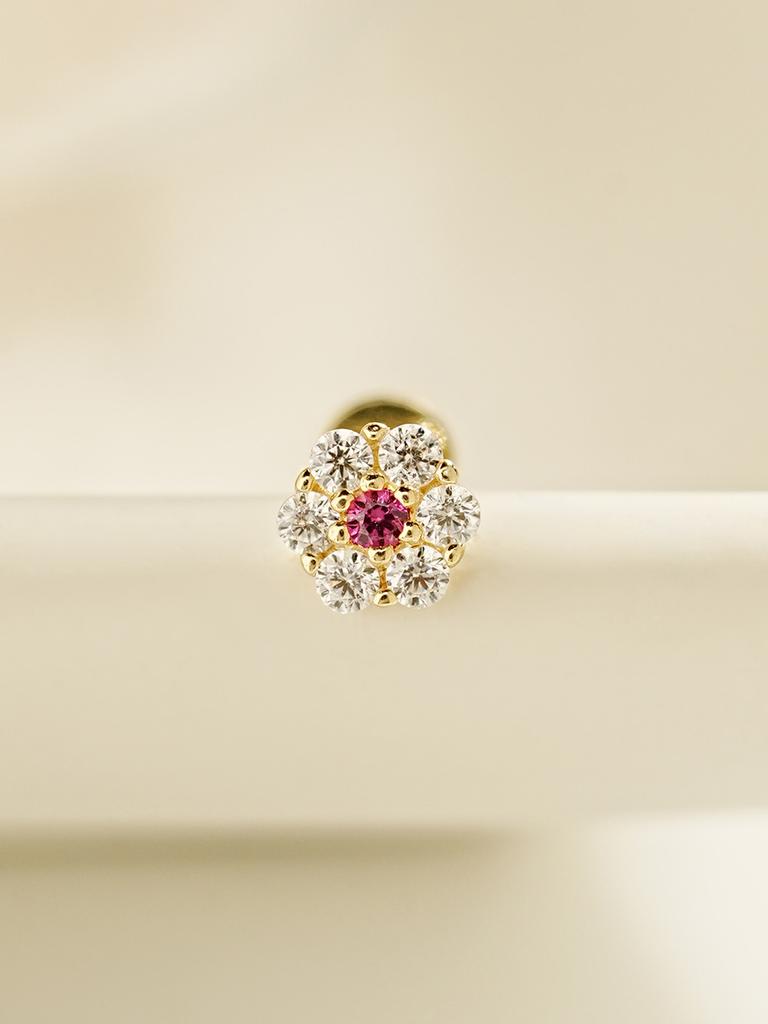 Minimalpiercing [0.8Mm] 14K Internal Harmony Flower Labret Piercing Earrings