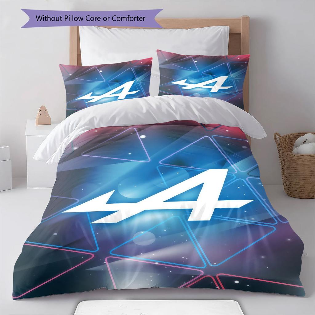 Alpine F1 Pattern Bedding,Quilt Set Quilt Cover Pillowcase Home Birthday Gift(1 * Duvet Cover + 2 * Pillowcase, Without Core)
