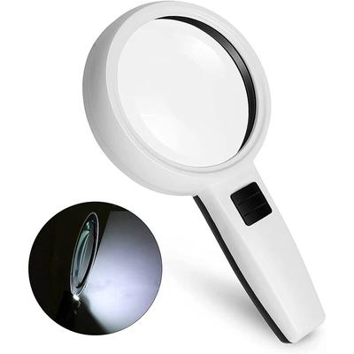 Handheld Magnifying Glass 30x Double Layer 110mm Illuminated Reading Magnifying Glass With Led Light
