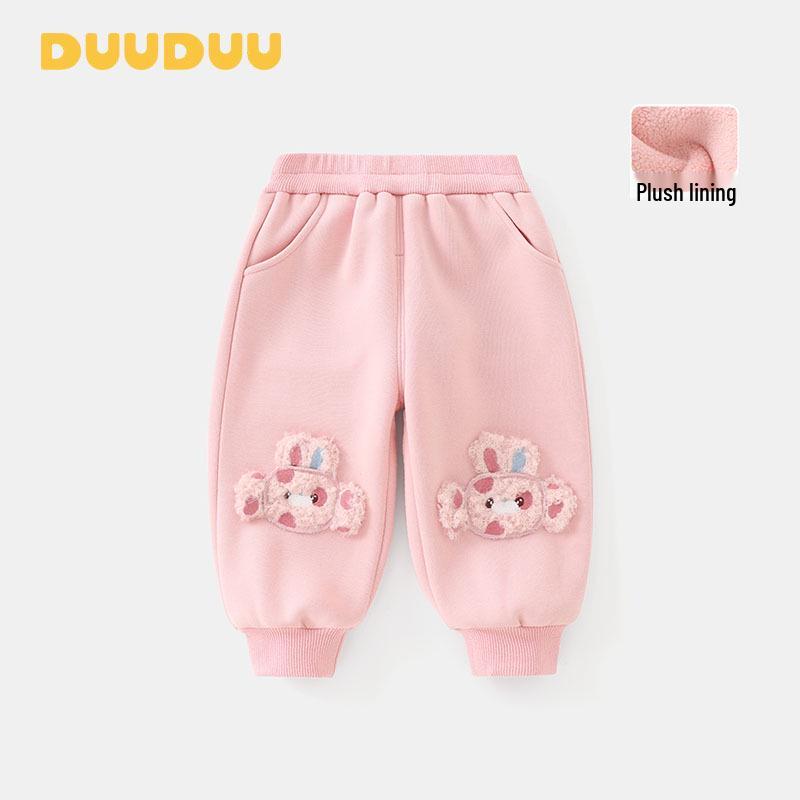 

DUUDUU Fleece-Lined Kids Winter Sweatpants 2025 - Korean Style Girls Pants 120cm