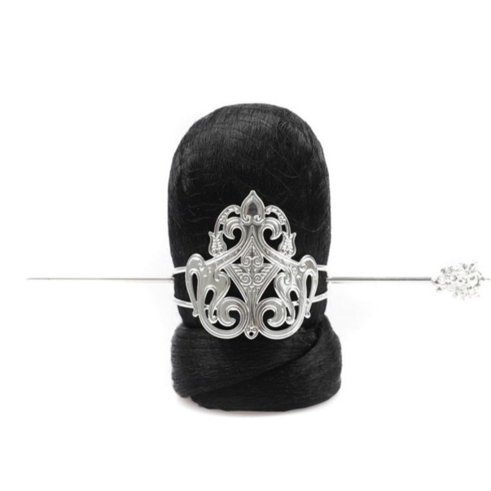 

Ханьфу Заколка для волос Ханьфу Парик для мужчин Антикварный головной убор Поддельный пучок волос Династия Тан Style 2-Silver