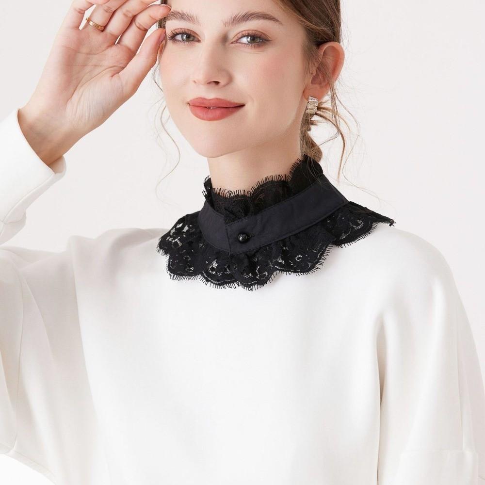 Standing Collar Detachable Lapel Collar Capelet Lace Neckline Fake Lace Collar  Apparel Supplies