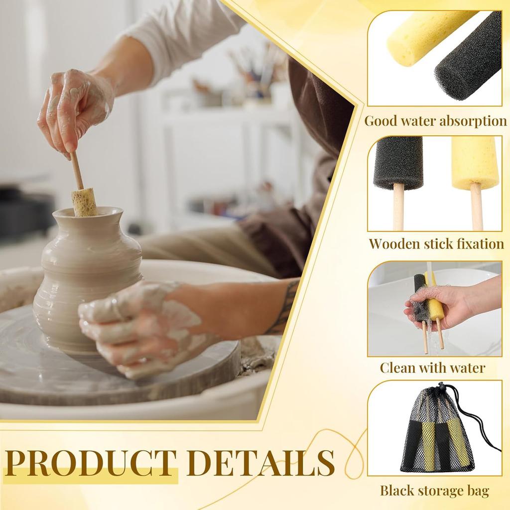 Clay Pottery Sponge Texturing and Sculpting Clay Sculpture Making Shaping and Carving Ceramic Tool Ceramic Throwing Stick