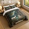 Deer Theme Personalized 3Pcs Bedding Set Custom Text & Name 1 Sheet 2 Pillowcases Household Bedding 1pc