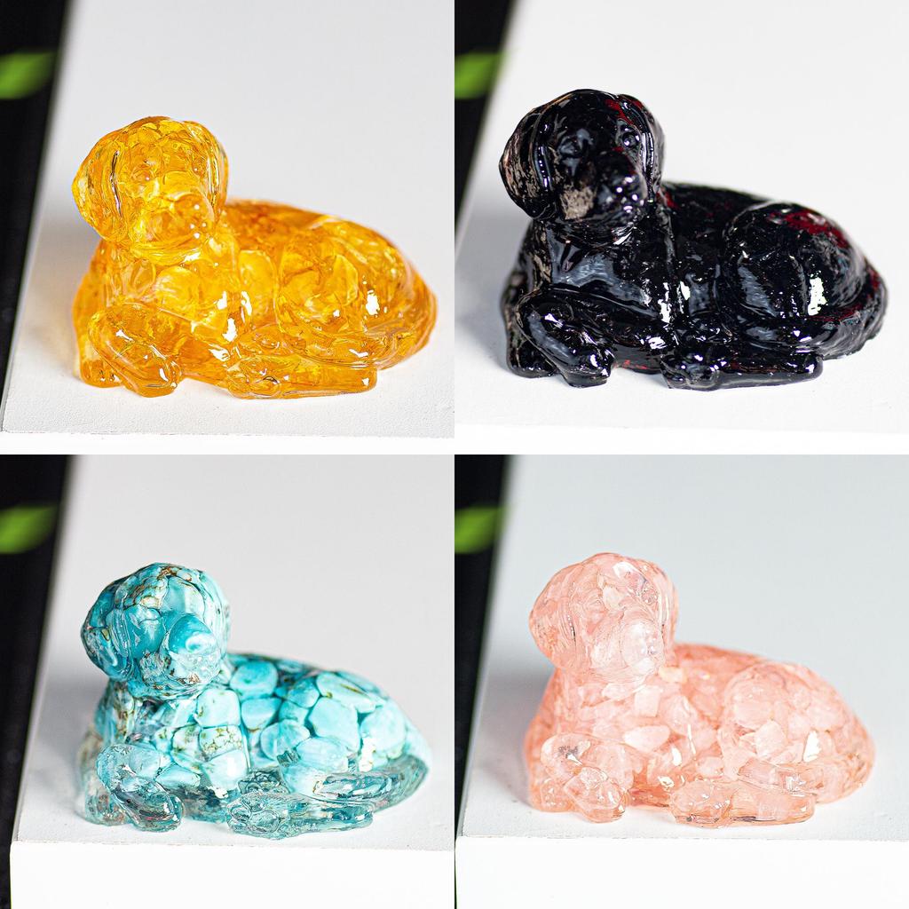 Resin Filled Natural Crystal Dog Figurine With Warm Heart Pet Decor For Gift Giving