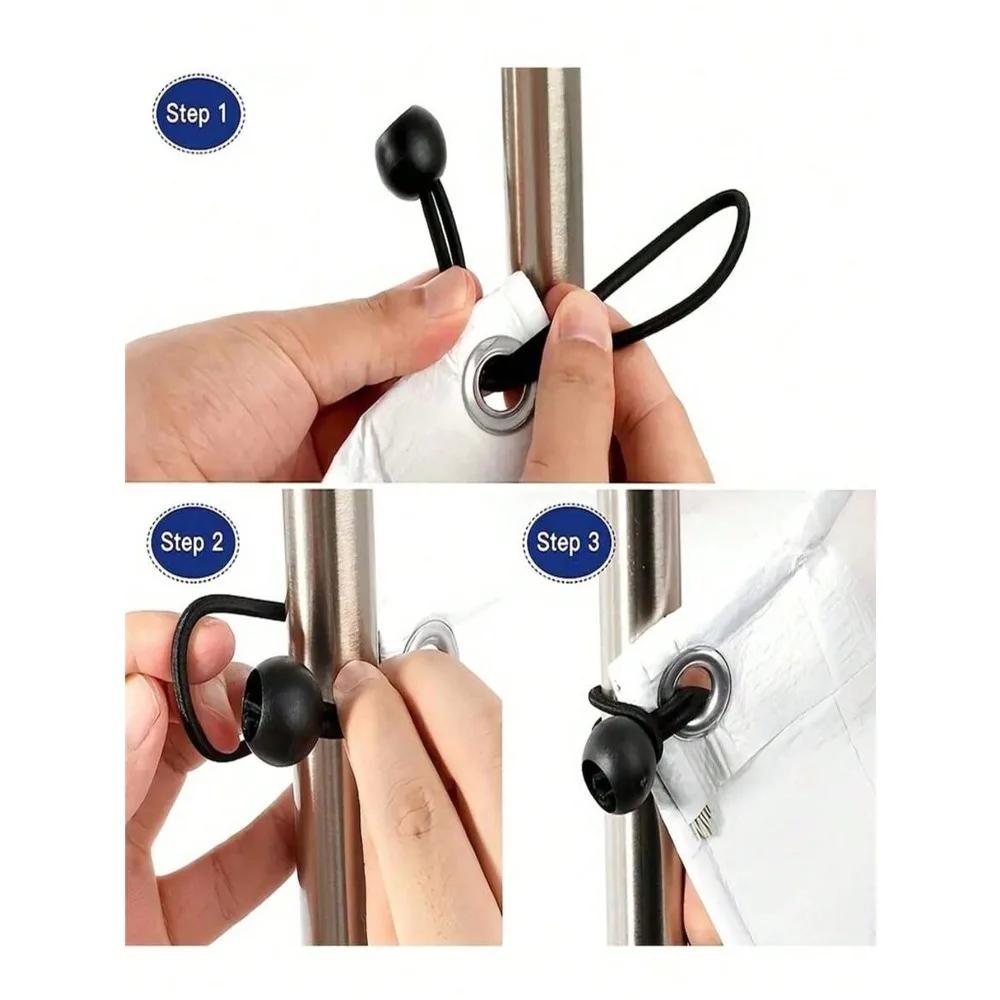 5-Piece Outdoor Camping Tent Set: Elastic Ropes, Plastic Balls, High-Tensile Ropes, Binding Balls, Trampoline.