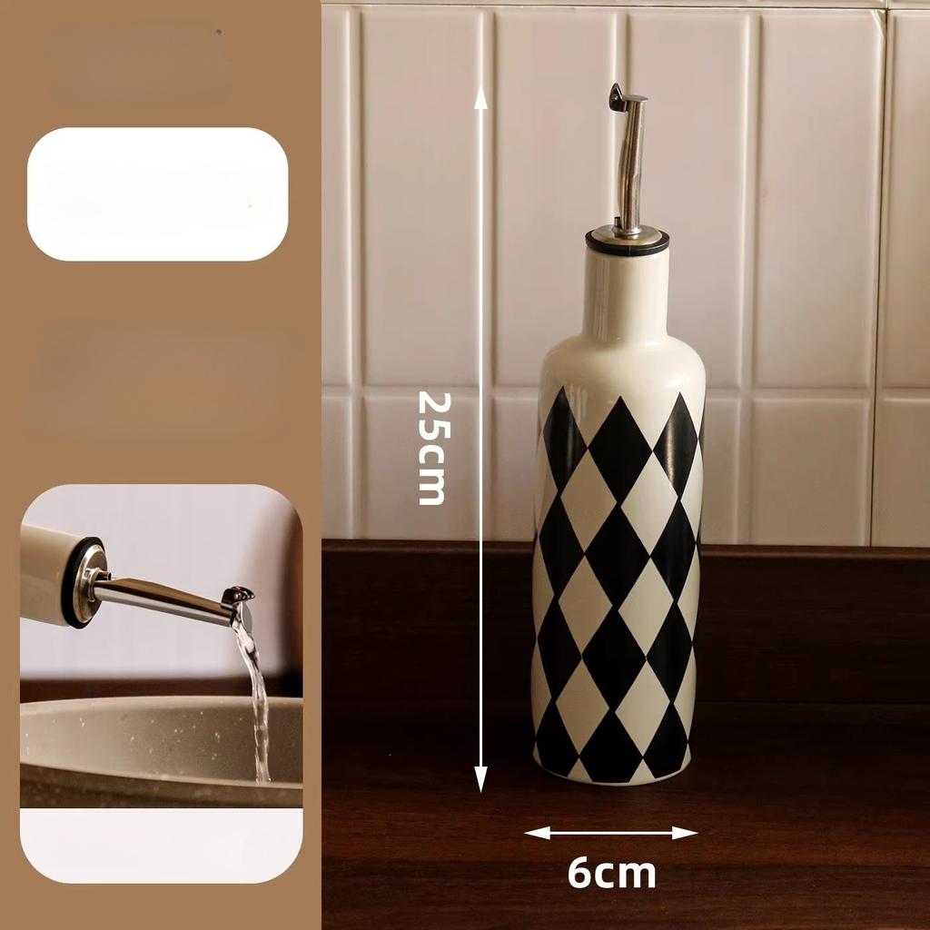 Ceramic Oil Dispenser Oil Automatic Open Close Bottle with No-Drip Spout for Cooking Oil Vinegar Storage Idear Gift