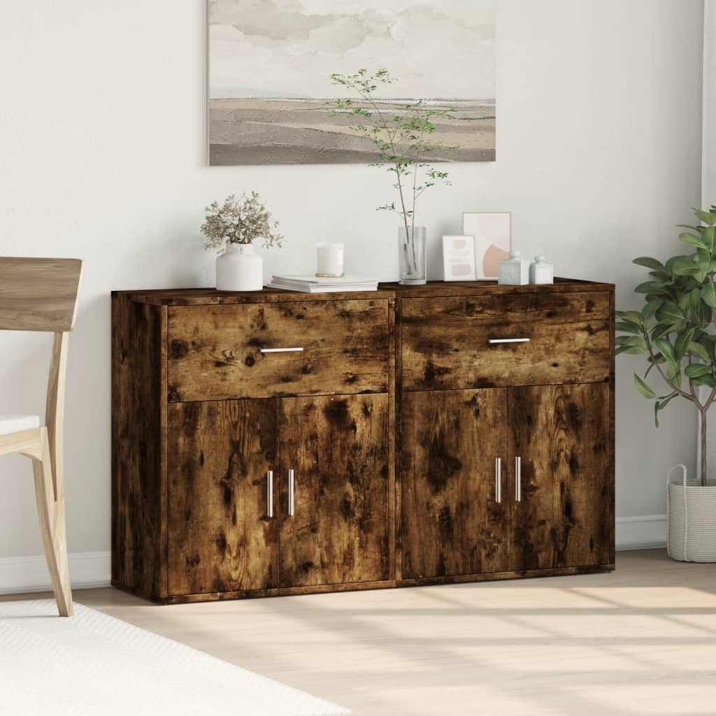 Sideboards 2 Pcs Smoked Oak 60 X 31 X 70 Cm Particleboard