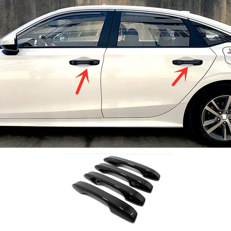 Bright black Car Door Handles Cover Trim For Honda Civic