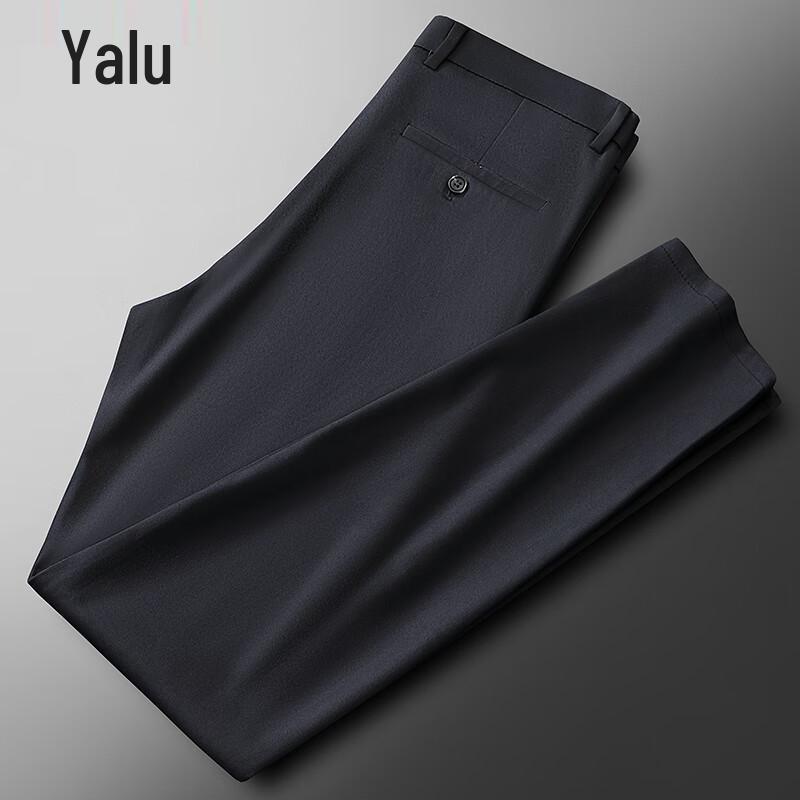 Ya Lu Men's Wool Blend Straight Leg Wrinkle-Free Casual Pants