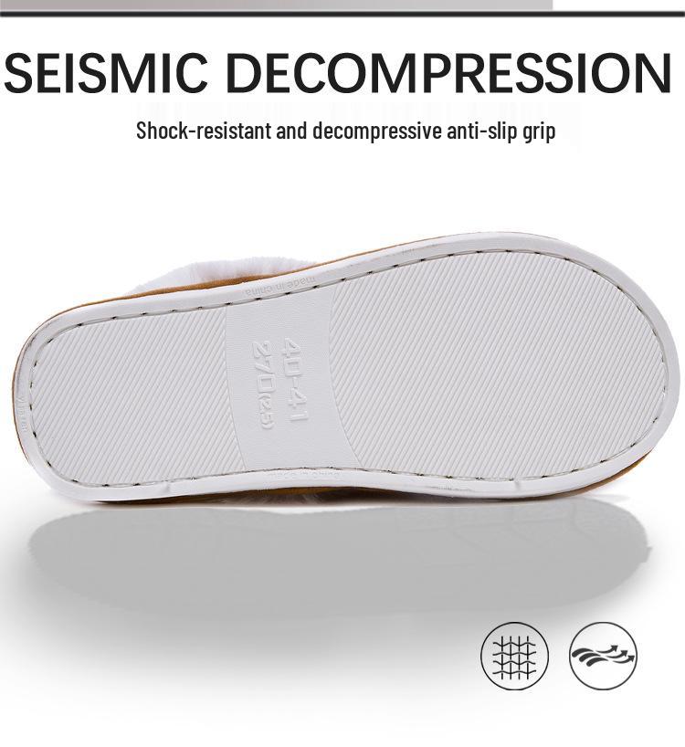 Men's and Women's Fluffy Winter Slippers: Non-slip, Warm, Soft Sole, Plus Velvet Cotton for Home