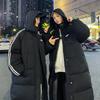 Autumn college style loose casual female long thickened couple over the knee versatile winter coat black