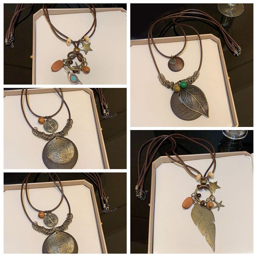 Geometric Shape Long Sweater Chain Tassel Bohemian Style Necklace  Gift