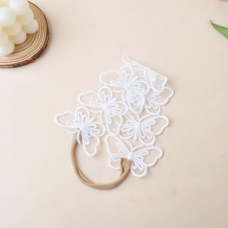 3Pcs Infant Stretchy Lace Headwear Hairband Feature Delicate Embroidery Soft Fabric for Everyday Wear and Photoshoots