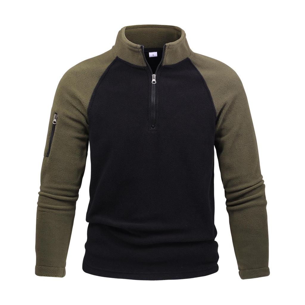 Ανδρικό Ευρωαμερικανικό Τακτικό Φλις Μπουφάν - Ζεστό Πολικό Φλις, Μονόχρωμο, Όρθιος Γιακάς για Φθινόπωρο/Χειμώνα.