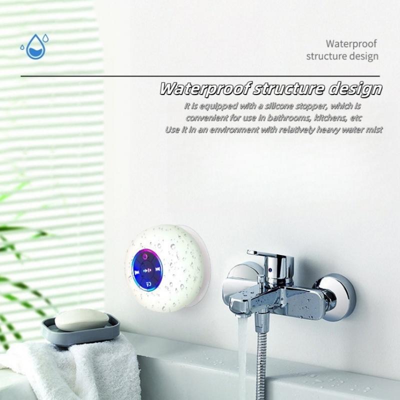Mini suction cup Bluetooth speaker waterproof hands-free microphone for indoor bathrooms, swimming pools and beaches