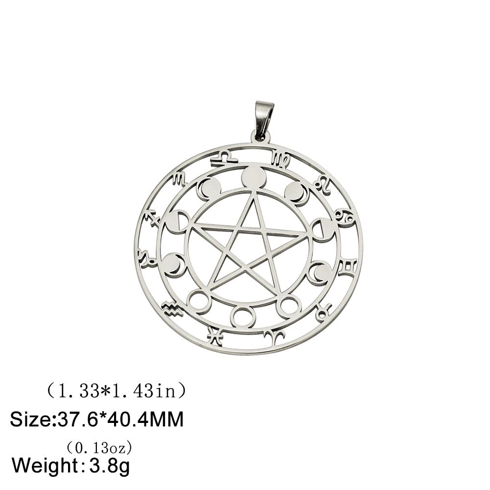 Dawapara Moon Phase Pentagram Constellations Pendant Wiccan Pagan Magic Amulet Stainless Steel Charms for Jewelry Making