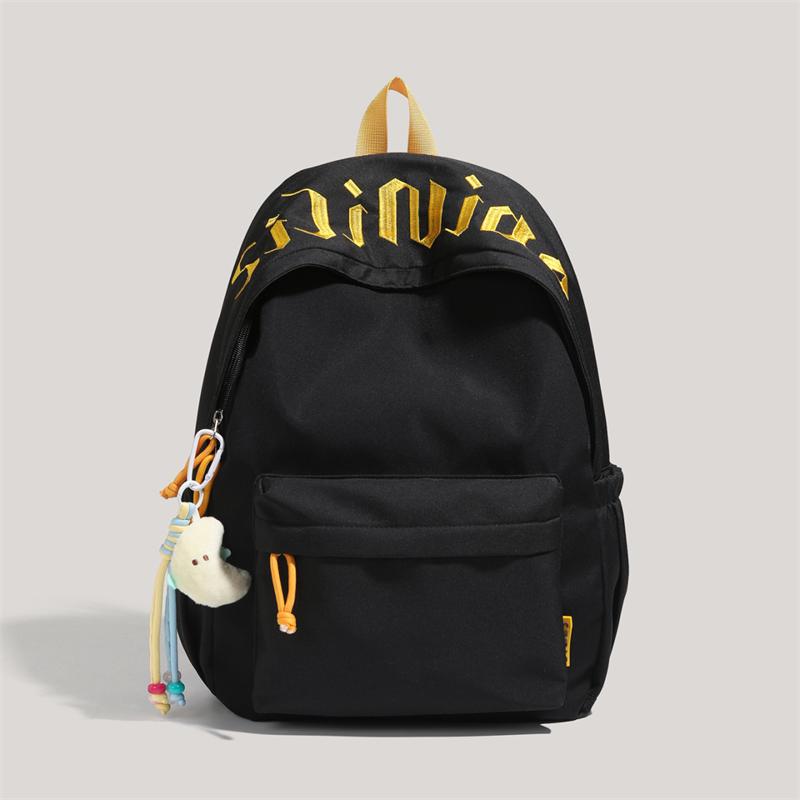Letter Student Schoolbag Unisex Campus Backpack Large Capacity Solid Color Backpack