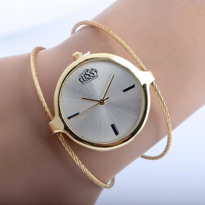 Buy Women Metal Watches Simple Steel Wire Watch Bands Vintage Round ...