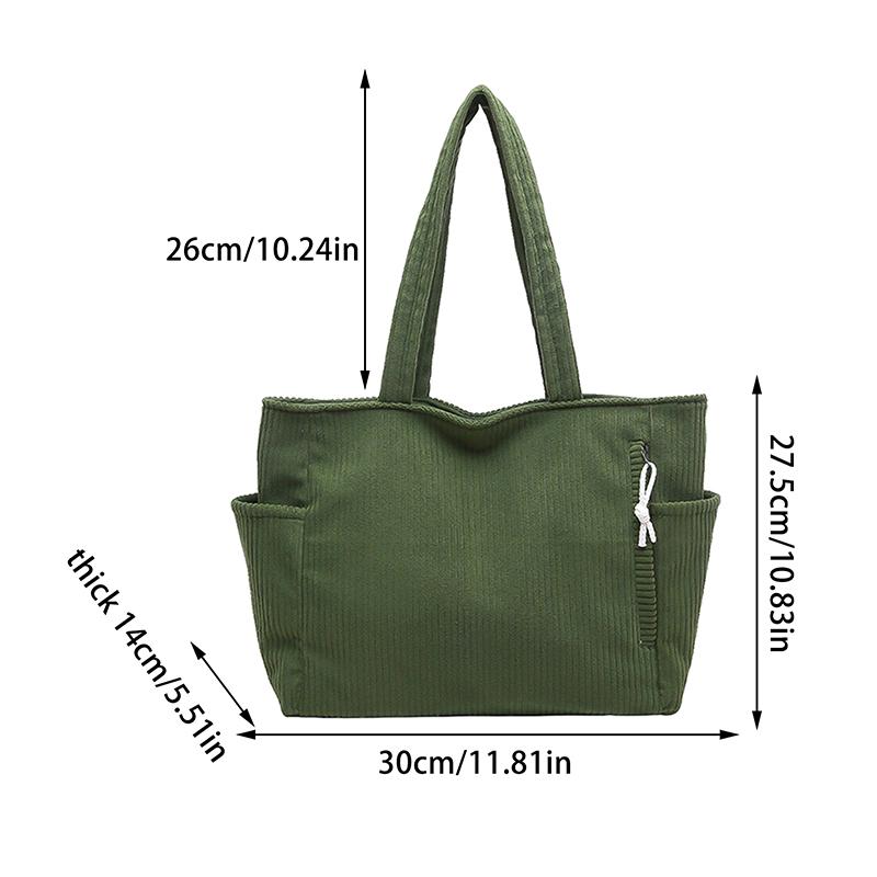  Simple Corduroy Shoulder Korean Large Capacity Tote Bag Daily Commuter Handbag Shopping Bags For Women Gifts