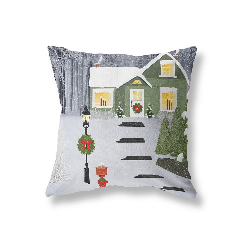 Home Decor Christmas Theme Printed Pattern Polyester Cushion Cover Living Room Sofa Decor Throw Pillow Pillow Cover